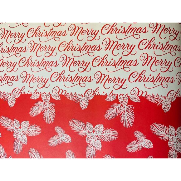 Hallmark Wrapping Paper Merry Christmas Pinecones Red Snowflakes 40 sq ft Roll D - Picture 1 of 2